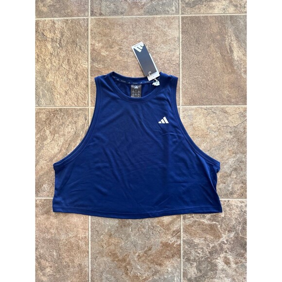 Adidas Essentials Boxy Workout Tank Top Dark Blue Size XL - Picture 3 of 9